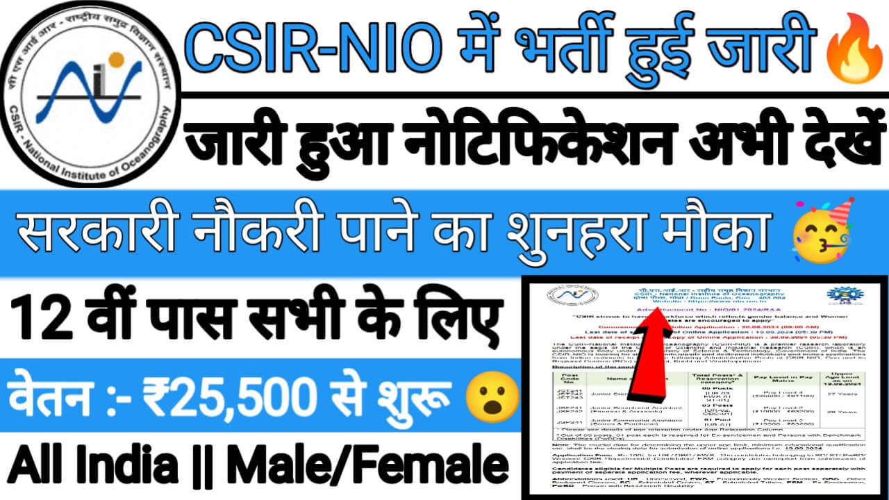 CSIR-NIO New Recruitment: