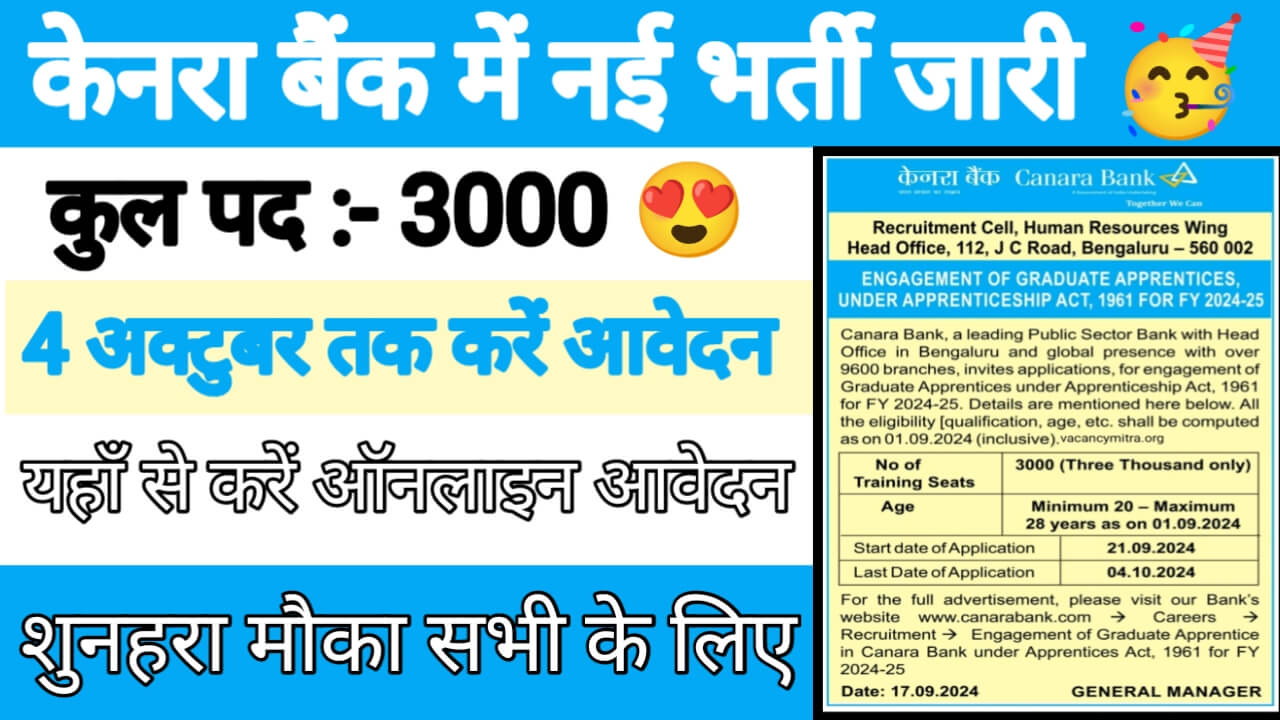 Canara Bank New Recruitment 2024: