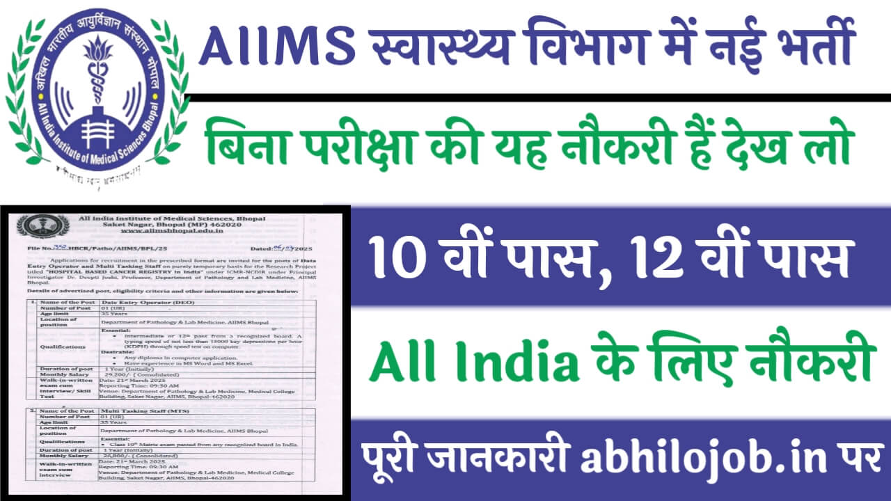 AIIMS Health Department Vacancy: