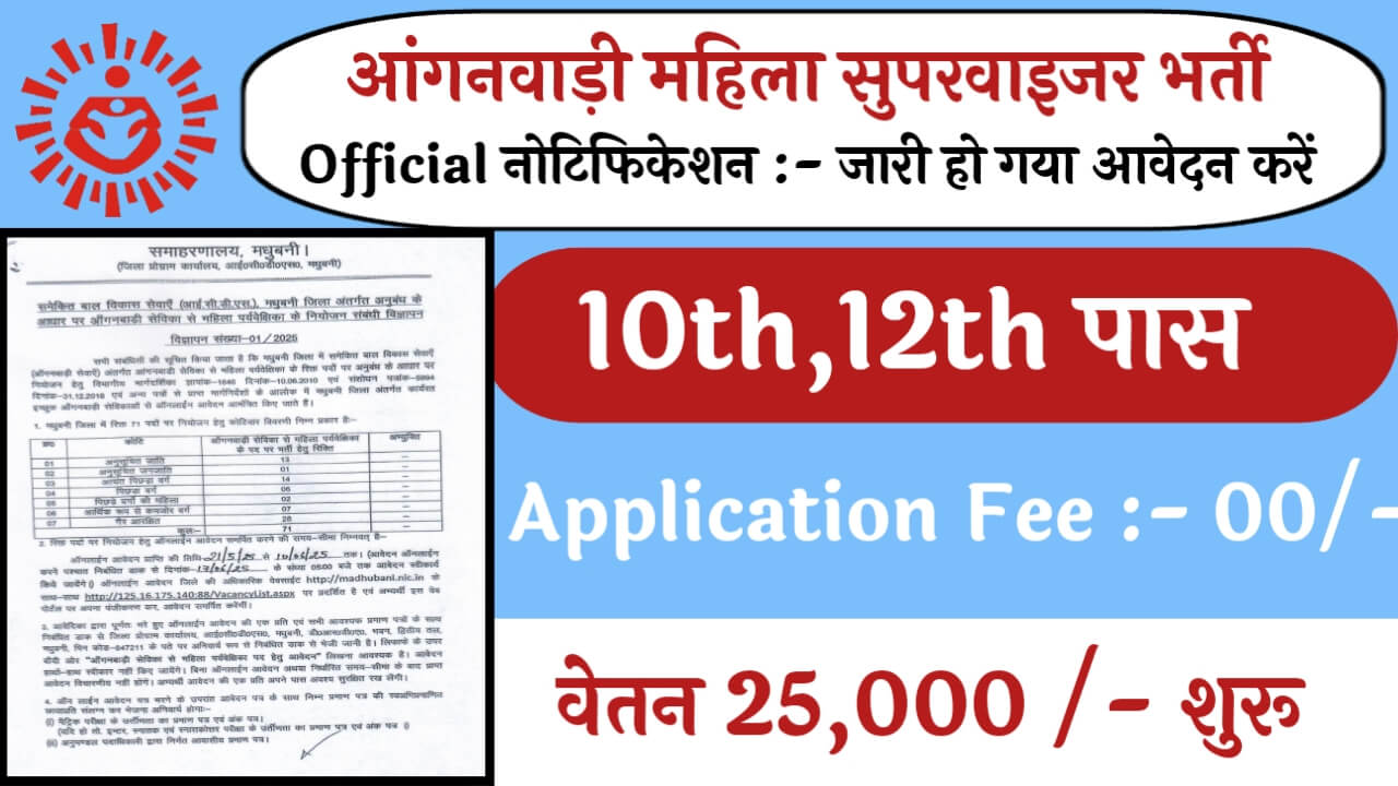 Anganwadi Mahila Supervisor Recruitment: