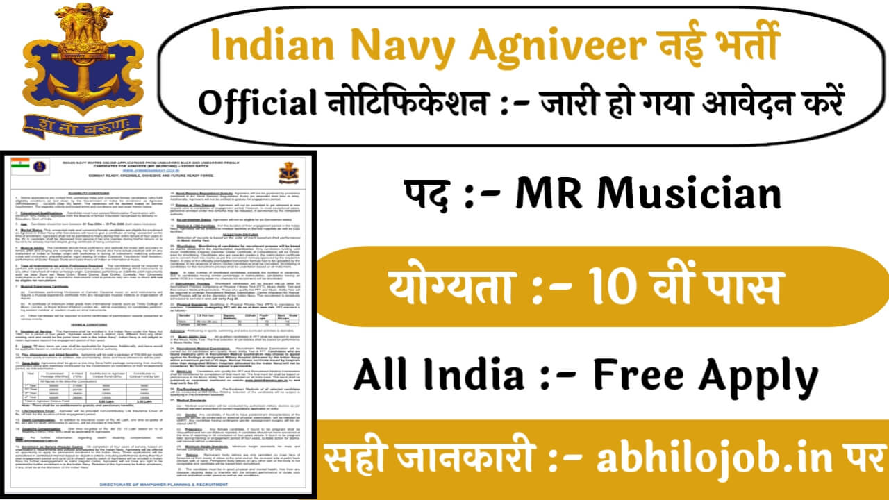 Indian Navy Agniveer MR Musician Recruitment:
