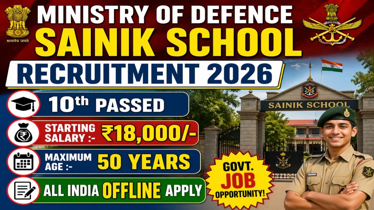 Sainik School MOD Recruitment 2026: