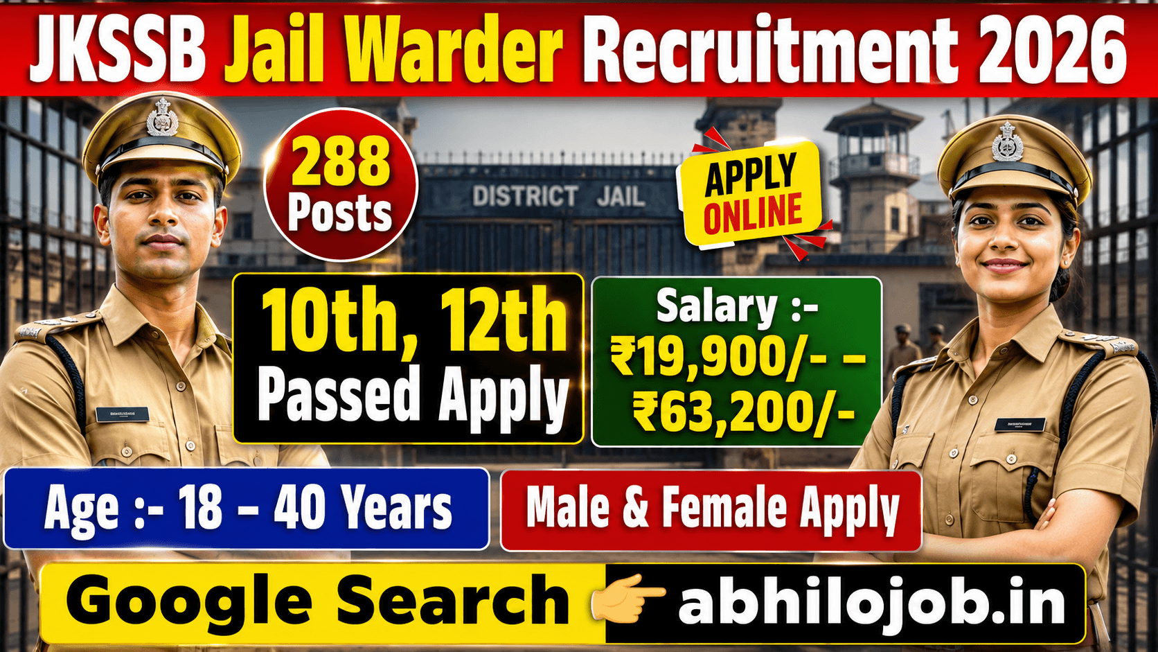 JKSSB Jail Warder 288 Recruitment: